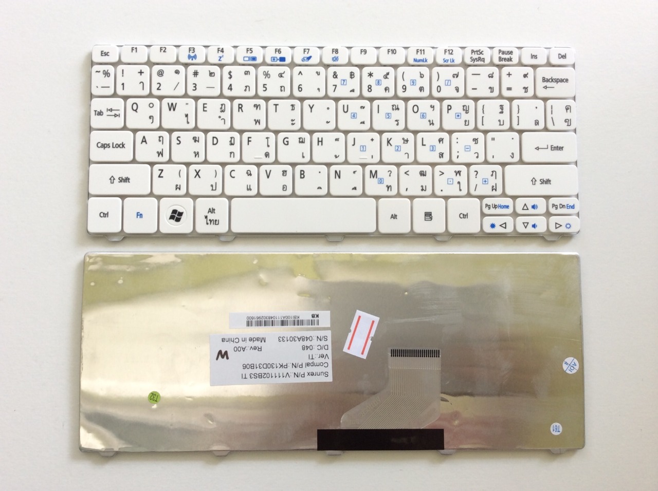 ACER Keyboard คีย์บอร์ด ACER ASPIRE ONE D255 D257 D260 D270 D522 532H NAV50 สีขาว ไทย-อังกฤษ