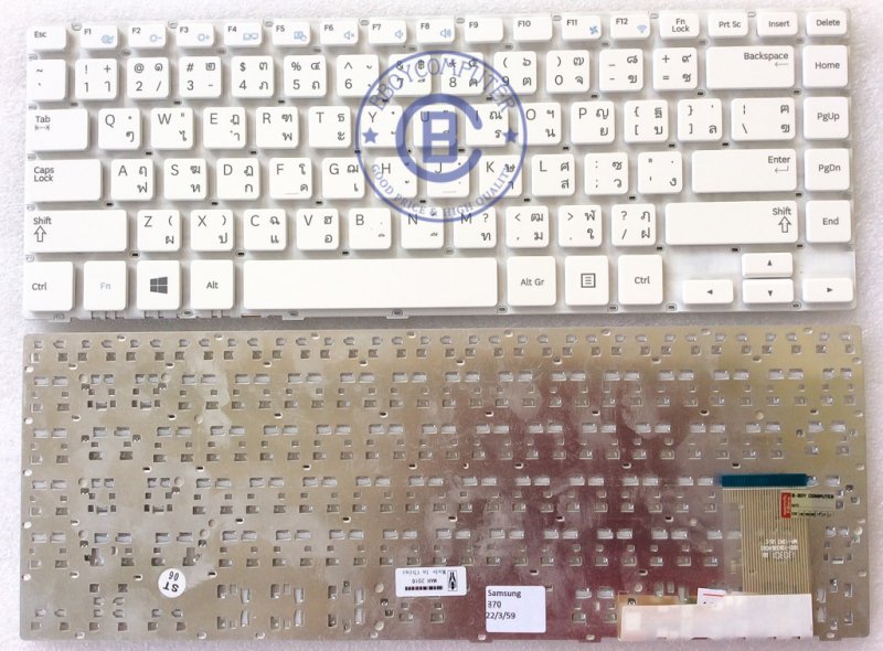 SAMSUNG Keyboard คีย์บอร์ด SAMSUNG NP370R4E NP370R4V NP450R4E NP450R4V NP450R4Q NP470R4E NP275E4V สีขาว ไทย-อังกฤษ