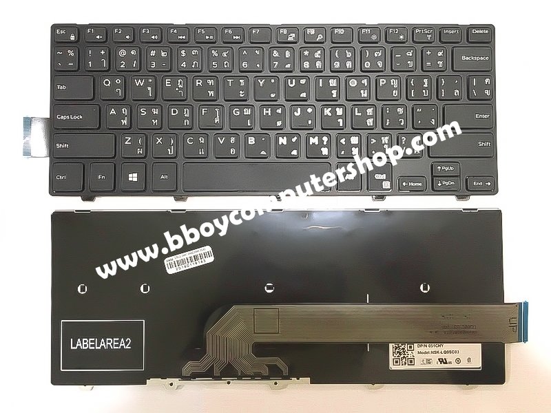 DELL Keyboard คีย์บอร์ด DELL INSPIRON 14 5468 14-3000 14-5000 3441 3442 3443 3447 3458 3459 3467 3468 3476 7447 5447 5448 5458 5455 5458 5459 5451 5468 Latitude 3450 3470 3480  Vostro 3458 3459 3468 