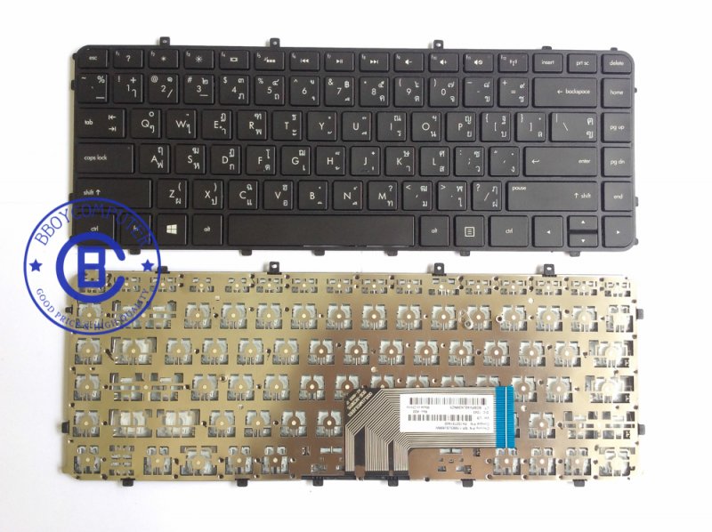 HP Keyboard คีย์บอร์ด HP ENVY 4 4-1000 Sleekbook/ Ultrabook 6 6-1000 DV4-5014TX Envy4-1100 Envy4-1200 Envy 6 Envy 6-1000 สีดำ พร้อมเฟรม อังกฤษ- Sticker ไทย