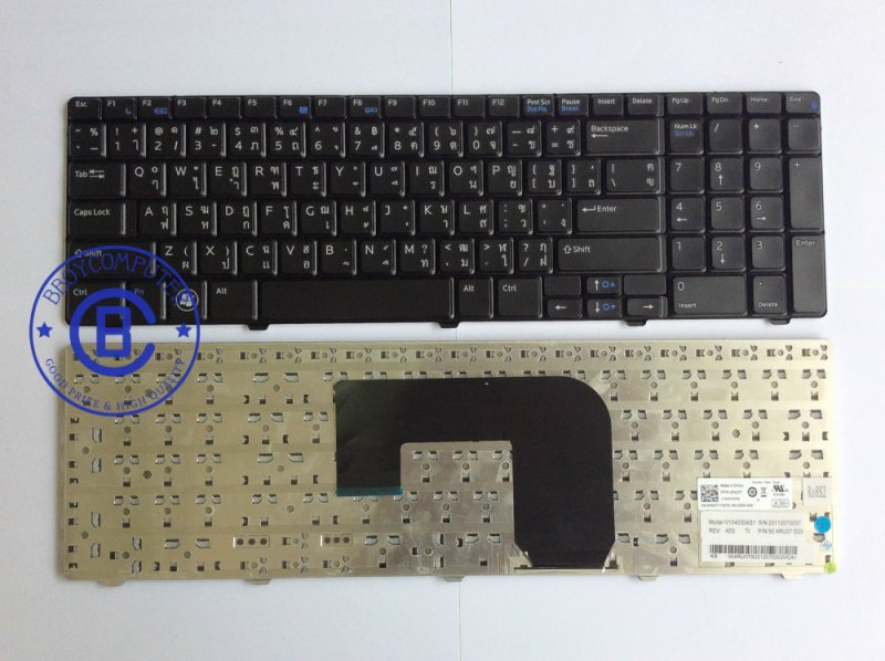 DELL Keyboard คีย์บอร์ด DELL Vostro V3700 DP/N: 07WGHD 7WGHD, NSK-DPA01, 9Z.N3E82.AAX ไทย อังกฤษ