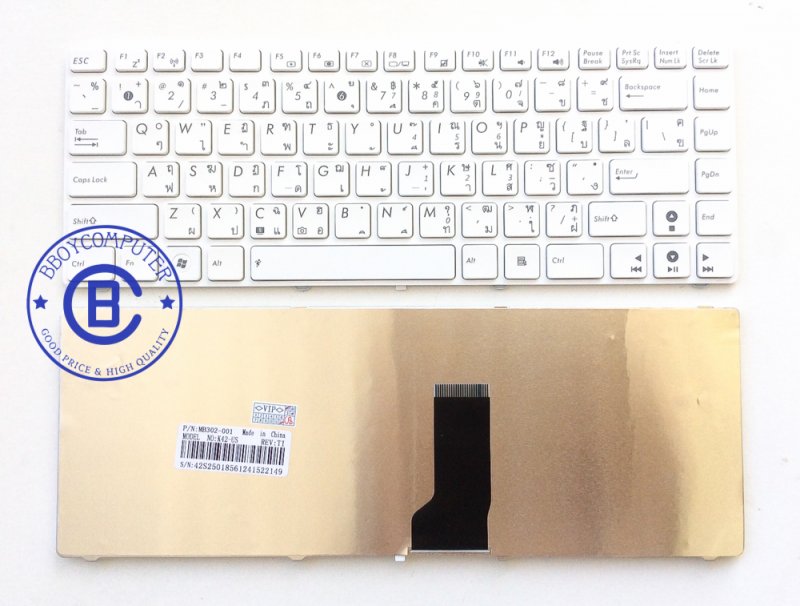 ASUS Keyboard คีย์บอร์ด ASUS  A42J A42S A43S K42J  K43E UL30 U30 X42 สีขาว ไทย อังกฤษ **++
