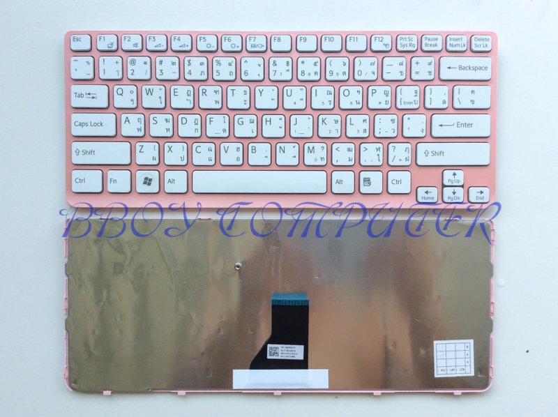 SONY Keyboard คีย์บอร์ด SONY VAIO E 14″ svE141 sve141r11w SVE141 SV-E141 SVE14112FXB SVE14112FX SVE1411 SVE142 SVE143 Series สีขาว-เฟรมสีชมพู TH-EN 