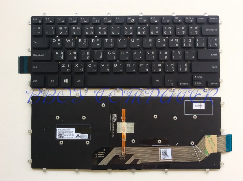 DELL Keyboard คีย์บอร์ด latitude 3490  Vostro 14 5468 Inspiron14-7000 7460  13 5368  5370 3379 5378 7368 7378 7569 7579  7466 7467 7472 14 Gaming 7466 14-7466 15-7560 13-5368 13 5368 5378 7368 7378 P69G P74G  สีดำไฟ Backlite  ไทย-อังกฤษ 