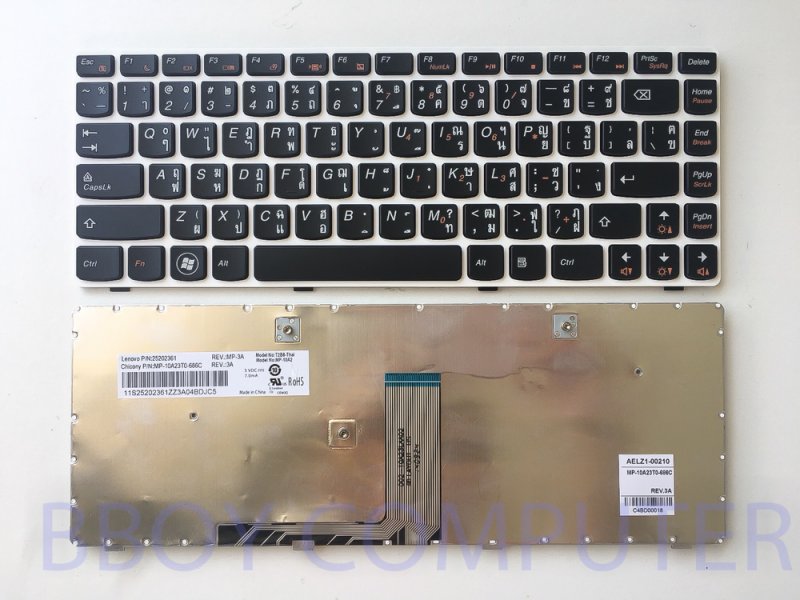  LENOVO Keyboard คีย์บอร์ด LENOVO IDEAPAD G480 G485 Z480 Z485 Z380 Z385 เฟรมสีขาว ไทย-อังกฤษ