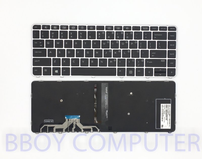  HP Keyboard คีย์บอร์ด HP EliteBook Folio 1000 1040 G3 มีเฟรมและ มีไฟ Backlight  ไทย-อังกฤษ