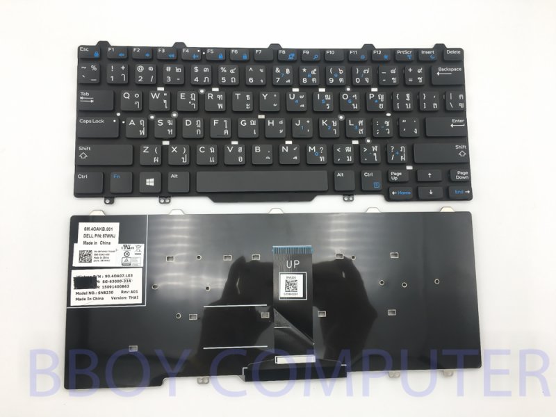 DELL Keyboard คีย์บอร์ด Dell Latitude 3340 3350 5450 5480 7490 E3340 E7450 E5450 E5470 E7470 ไทย-อังกฤษ ( Latitude 7490 ต้องแกะเทียบก่อนสั่งซื้อ)