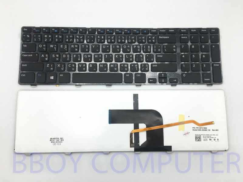 DELL keyboard คีย์บอร์ด Dell Inspiron 17-3721 17-3737 17-5721 17-5737 มี Backlight ไทย-อังกฤษ 