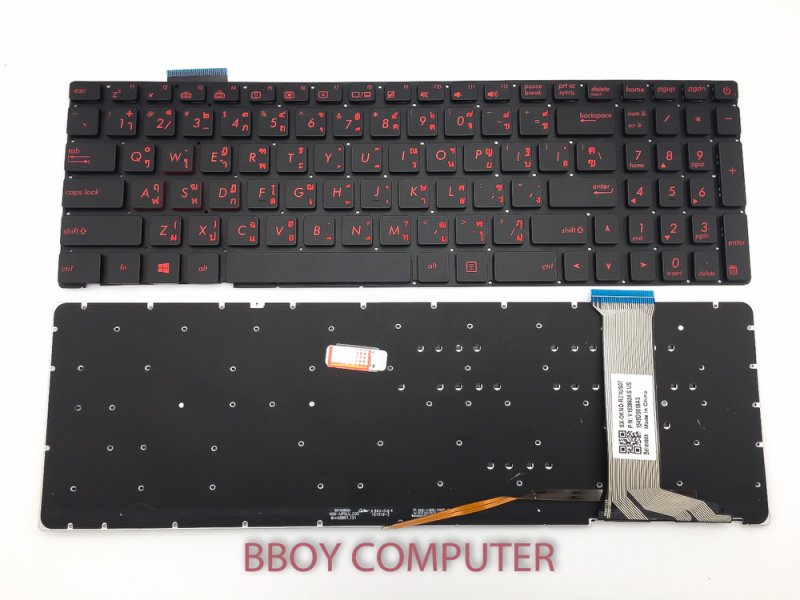 ASUS Keyboard คีย์บอร์ด ASUS GL552 GL52J GL552JX GL552V GL552VL GL552VW GL552VW-DH71 GL552VW-DH74 GL552VX ตัวหนังสีแดง มี Backlit TH-EN ++