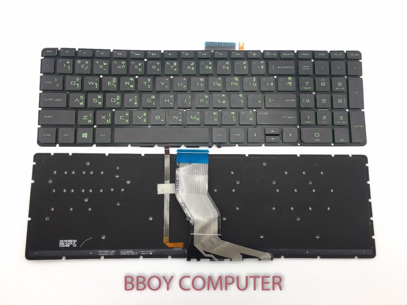 HP Keyboard คีย์บอร์ด HP Pavilion 15-AB 15-AK 15-AU 15-AN 15-AW 15-AX SERIES สีเขียว มี Backlight ไทย-อังกฤษ