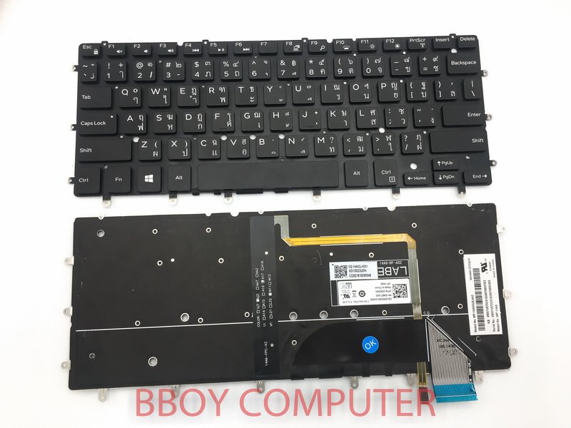 DELL Keyboard คีย์บอร์ด DELL Inspiron 13-7347 13-7348 13-7352 13-7353 13-7359 มี Backlight สกรีนไทย ไม่คม