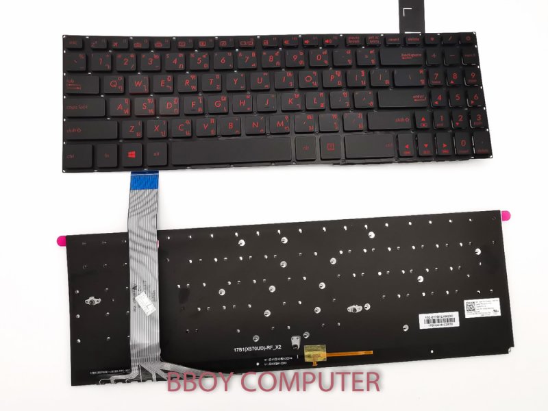 ASUS Keyboard คีย์บอร์ด ASUS FX570UD YX570U FX570 F570U a570 a570z  ตัวหนังสือสีขาว ไฟสีขาว มี Backlite ไทย-อังกฤษ *+