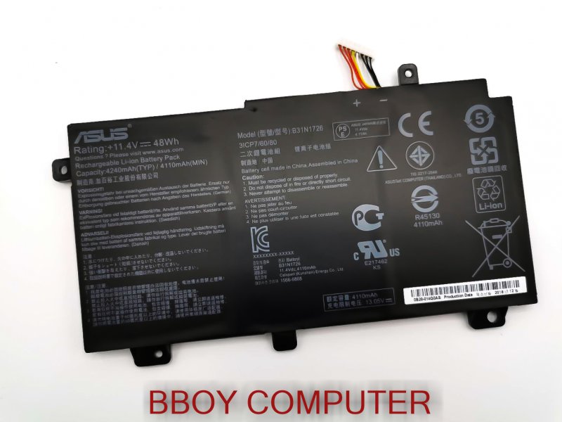 ASUS Battery แบตเตอรี่ ของแท้ ASUS B31N1726 (หูบน 1หู) FX504 FX505 FX504GD FX504GE FX504GM FX505 FX505DT FX505GE FX505DY Fa506ih FX506LH fx506lhb FX506HC (รุ่นนี้มี 2แบบ ต้องแกะเทียบก่อนนะครับ ) *+
