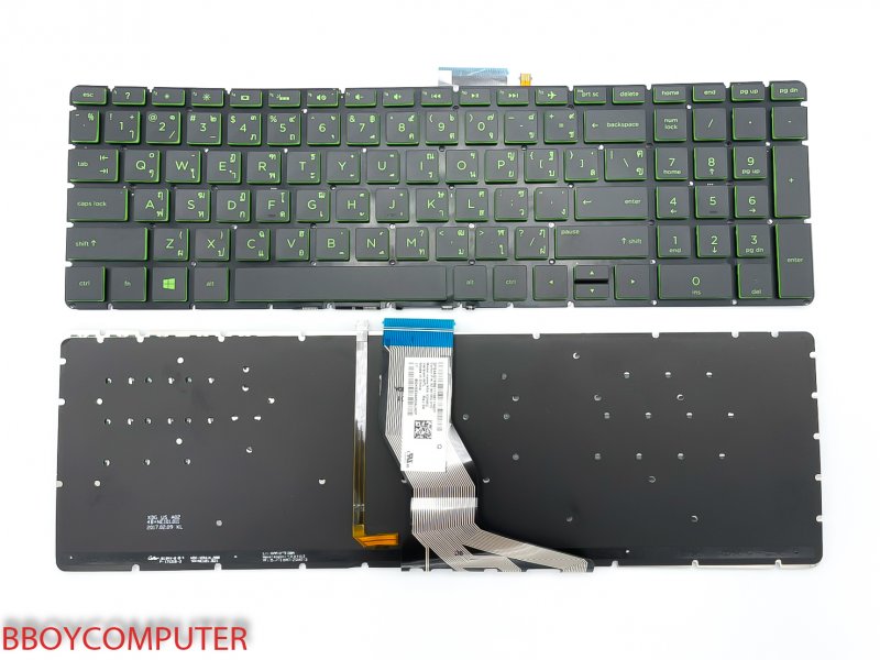 HP Keyboard คีย์บอร์ด  HP 15-CB 15-BS 15-BW 15-cc 15s-fq อักษรสีเขียว TH-EN