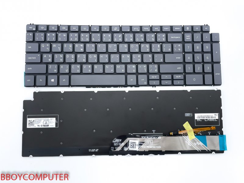 DELL Keyboard คีย์บอร์ด Dell Inspiron  5584 5590 5593 5594 5598 7590 7591 7791 TH-EN มีไฟ Backlite ไทย -อังกฤษ สีเทา   **