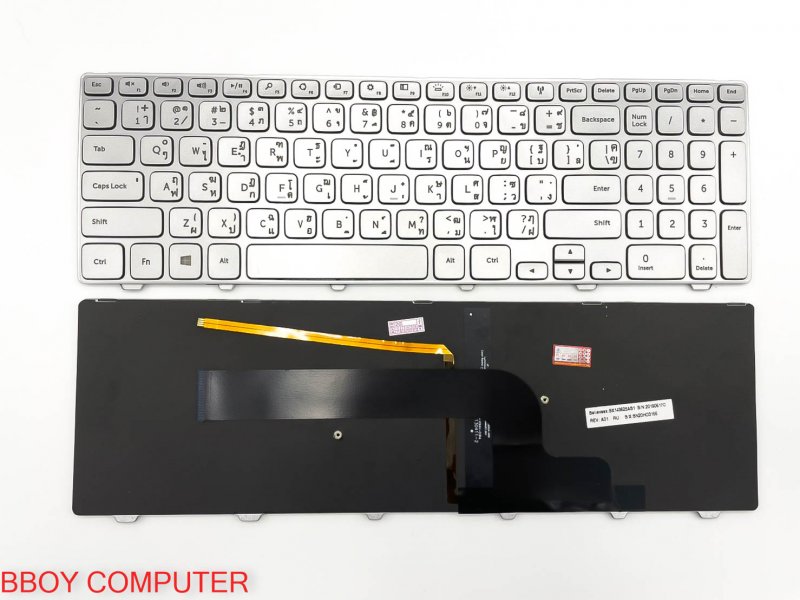 DELL Keyboard คีย์บอร์ด DELL Inspiron 15 7537 7547 7548 ไทย-อังกฤษ มีไฟ backlite