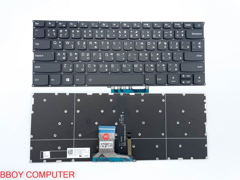 LENOVO Keyboard คีย์บอร์ด IdeaPad 320S-13IKB 720S-14IKB 720S-14IKB Type 80XC 720S-14IKB สีดำ มีไฟ Backlite TH-EN
