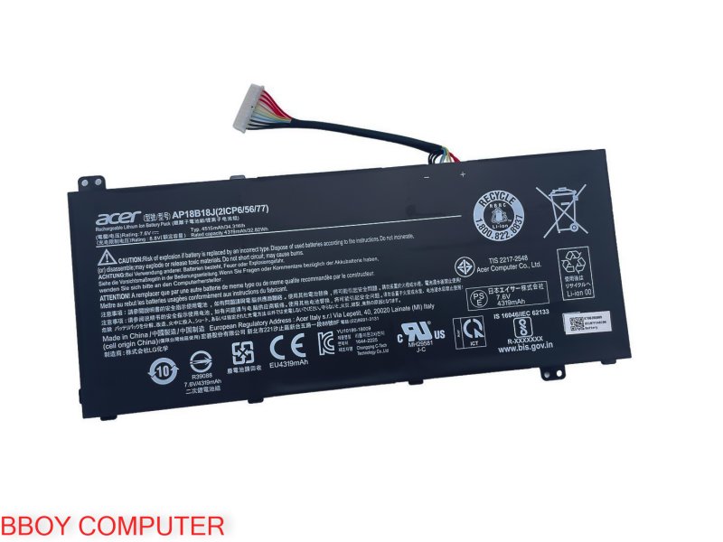 ACER Battery แบตเตอรี่โน๊ตบุ๊คแท้  ACER  Acer Aspire 3 A314-33 A314-41 AP18B18J 2ICP6/55/77 ต้องแกะดูเลข Part บนแบตเดิมก่อนสั่งซื้อ