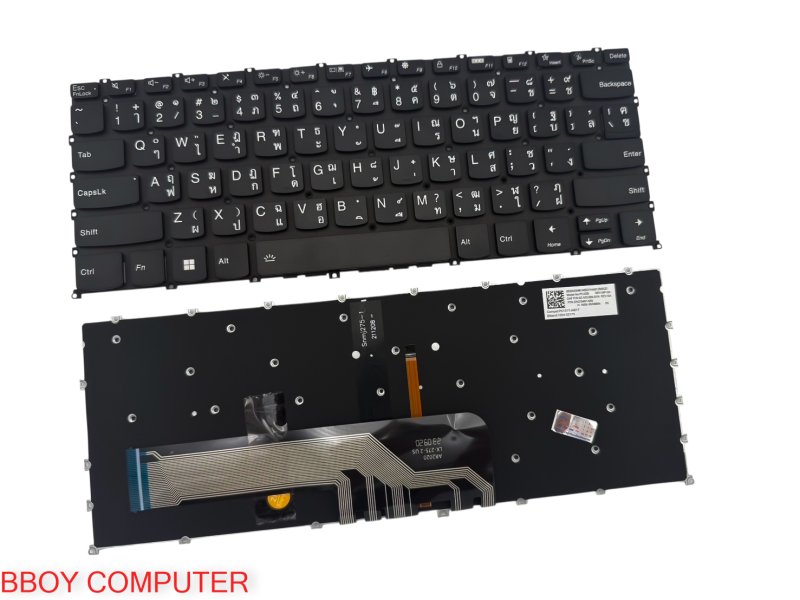LENOVO Keyboard คีย์บอร์ด LENOVO Flex5 ideapad 5 14iil05 14are05 14itl05 14alc05 ideapad 3 14alc05 14itl06 YOGA 7 14ITL5 (ใช้ไม่ได้กับ ideapad3 14itl05)  สีดำ TH-EN