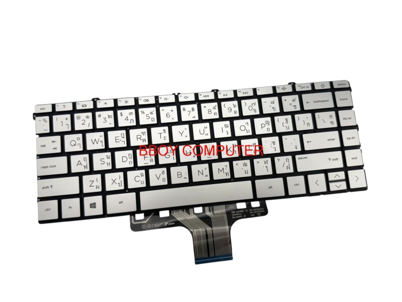 HP Keyboard คีย์บอร์ด HP Pavilion 13-BB 14-DW 14-DY สี Silver ไทย อังกฤษ มีไฟ 