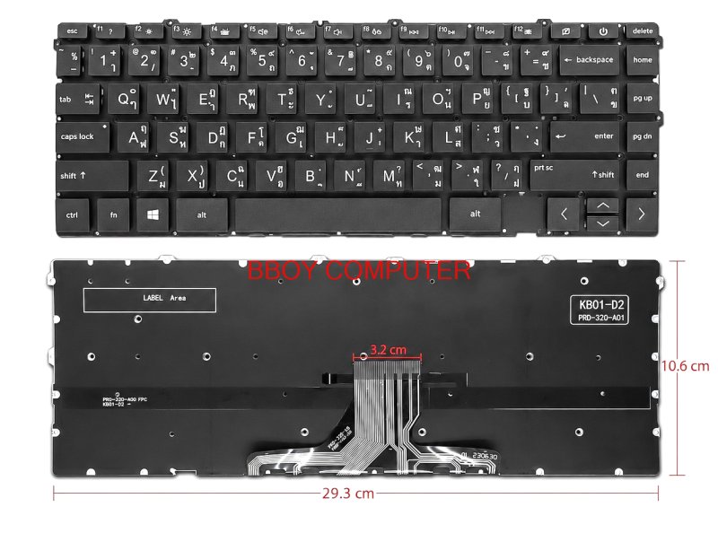 HP Keyboard คีย์บอร์ด HP 13-AY 13-BA  ไทย-อังกฤษ  แกะเทียบก่อนสั่งซื้อ *+